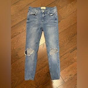 Free People Size 27 s Skinny Distressed Blue Jeans